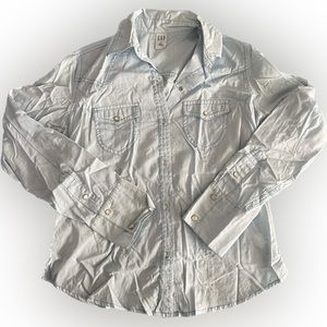 Womens GAP Light Blue Button Down Shirt Size XS